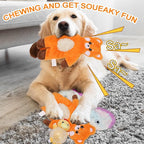 Non-Stuffed Plush Dog Toys 3-Pack - Sized for Small, Medium & Large Breed Puppies, Interactive Squeaky Crinkle Chew Toys