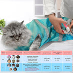 Cinf Cat Bathing Bag(Free Muzzle) Breathable Mesh Anti Scratch Adjustable Cat Grooming Bag for Nail Trimming, Bathing Soft Cat Washing Bag(Light Blue) M