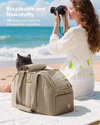 Pecute Dog Purse Carrier, Dog Carriers for Small Dogs with Cotton Soft Sided, Cat Carrier with Large Pockets, Comfortable Pet Carrier for Rabbit, Suitable for Travel, Subway, Veterinary, Khaki