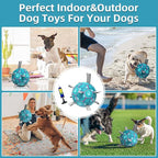 QDAN Dog Toys Soccer Ball, Tug of War Toy, Puppy Birthday Gifts, Water Toy, Durable Dog Balls for Medium Large Dogs, Lake Blue(8 inch)