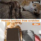 Cat Scratch Furniture Protector - 118" x 17" Trimmable Self-Adhesive Cats Claws Scratch Pads, DIY Cat Climbing Couch Protector for Scratch Post Cat Tree Replacement Indoor (Brown)