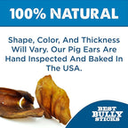 Best Bully Sticks Pig Ears - 25 Count (Pack of 1) - All Natural, USA Baked and Packed, Single Ingredient, Easily Digestible 100% Pork Chew Treat - Puppies, Small, Medium, Large Dogs