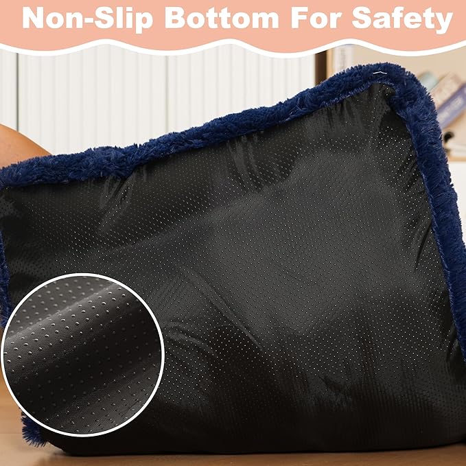 Bedfolks Waterproof Dog Crate Pad, Plush With Removable Cover, Faux Fur for Large Dogs, Fluffy Washable Kennel Bed 35"x23", Solid Dark Blue
