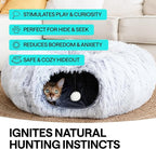 Cat Donut Tunnel Bed - Cat Tunnels for Indoor Cats - XL Plush Circle Hideaway with Cat Toys, 3-in-1 Foldable Playground & Cozy Cave Bed, Gift-Ready House Under Christmas Tree for Ferret, Rabbit, Kitty