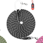 Nylon Dog Leash 6FT 10FT 20FT 30FT Diameter 2/5 Inch with Comfortable Silicone Handle Highly Reflective No Tangle for Medium Large Dogs Outside Walking Camping Backyard. (Black, 30FT * 2/5Inches)