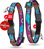 WAUDOG Nylon Cat Collar with Removable Bell and QR ID Tag for Small, Medium and Large Breeds Adjustable Long Lasting Durable Kitten Collars Boy & Girl