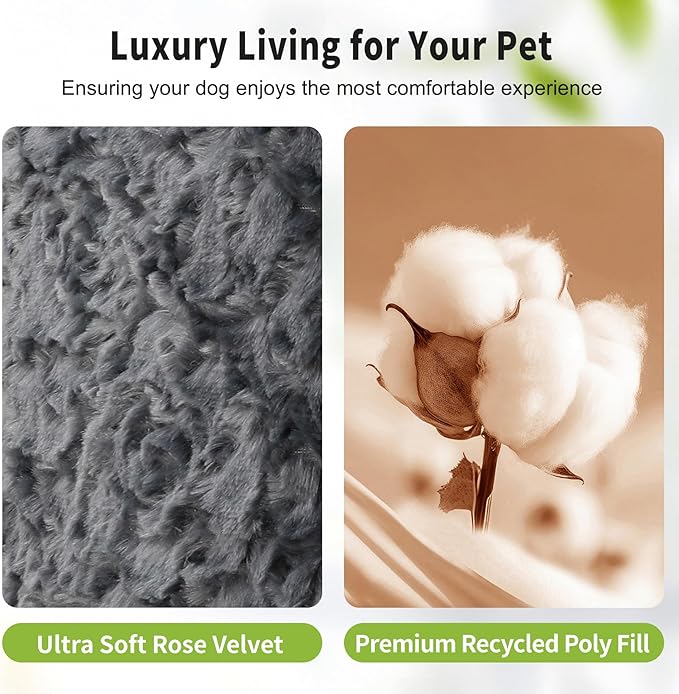2 Pack Dog Bed for Large Medium Small Dogs,Reversible Rectangle Dog Bed,Washable Orthopedic Durable Sofa Bed for Pet Sleeping Puppy Cat-L-Grey