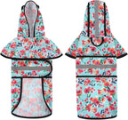 HDE Dog Raincoat Jacket Reflective Adjustable Hooded Pet Poncho Rain Coat with Leash Hole for Small to X-Large Dogs Turquoise - M