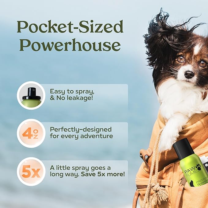 Paw Fume Dog Perfume Spray Long Lasting Scent for Grooming, Show Dog, 1-Pack – Keep Your Pup Fresh All Day – Hypoallergenic, Alcohol-Free, Detangling Formula – Moisturizing Pet Cologne Spray for Dogs