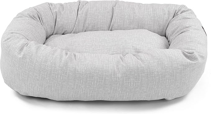 Majestic Pet 24 Inch Bagel Calming Dog Bed Washable – Cozy Soft Round Dog Bed with Spine Support for Dogs to Rest Their Head - Fluffy Donut Dog Bed 24x19x7 (Inch) - Round Pet Bed Small – Gray