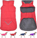 Dog Coat, Waterproof Dog Winter Jacket with Pocket, Reflective Adjustable Pet Snow Vest, Warm Cozy Fleece Sweater for Small Medium Extra Large Dogs - Red, S