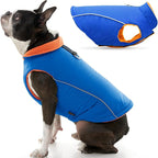 Gooby Sports Vest Dog Jacket - Blue, X-Large - Reflective Dog Vest with D Ring Leash Warm Fleece Lined Hook and Loop Closure for Small to Medium Dogs