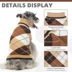 KOOLTAIL Dog Sweater Pet Knitted Clothes - Classic Plaid Pullover Turtleneck Thick Warm Fall Dog Sweaters with Leash Hole, Soft Winter Coats for Small Medium Large Dogs Cats Puppy Girls Boys, M