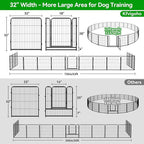 Dog Playpen Outdoor Extra Wide 24 Panels Heavy Duty Dog Fence 32" Height Anti-Rust with Doors Portable for RV Camping Yard, Total 63FT, 316 Sq.ft, Snowy Black
