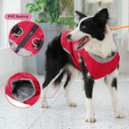 Warm Fleece Dog Coats with Durable Harness Buitl in D-Ring,Waterproof Puppy Jacket for Small Dogs,Dog Vest for Cold Winter,Red S