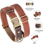 Didog Soft PU Leather Dog Collars for Small Dogs,Classic Adjustable Dog Collars with Quick Release Metal Buckle,Easy Clean and Comfortable with Nylon Lining,Brown,S Neck 10-15"