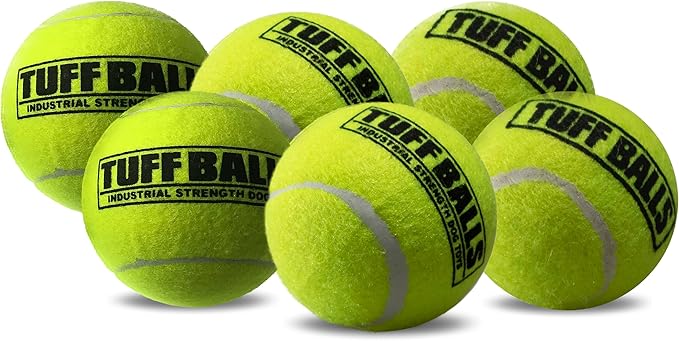 PetSport Yellow Tuff Ball - Medium Tennis Balls for Dogs, Chew Toy for Aggressive Chewers, Fetching, Natural Rubber, Certified Non-Toxic - 2.5 Inch Each (Pack of 6)
