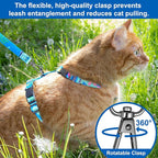 Cat Harness and Leash Set with Matching Collar – Escape Proof Harness for Cats, Adjustable & Lightweight, Tropical Hawaiian Leaf Print, Easy Wear for Outdoor Walking & Training
