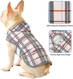 Dog Raincoat for Medium Dogs Waterproof Hooded Rain Jacket with Reflective Strips Leash Hole & Poncho Adjustable Fit (Plaid,M)