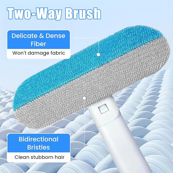 Pet Hair Remover, Reusable 4 in 1 Pet Hair Removal Tool Brush for Lint, Multifunctional Cat & Dog Hair Remover for Couch Furniture Car Bed Window Clothes, Washable Brush with Long Handle & 2 Scrapers
