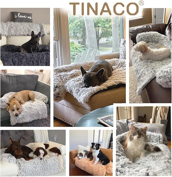 Calming Dogs/Cats Bed Mats, Dog Pad Washable Removable Couch Cover, Plush Long Fur Mat for Pets, Waterproof Lining, Perfect for Small, Medium and Large Dogs and Cats (Desert Brown, 31"x23")