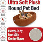 Majestic Pet 52 Inch Suede Calming Dog Bed Washable 52x35x11 (Inch) – Cozy Soft Round Donut Dog Bed with Spine Support for Dogs to Rest Their Head - Pet Bed X- Large – Rust (2025)