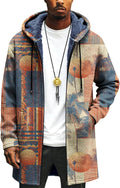 LIZALIG Long Hooded Cardigan Men Japanese Art Style Fashion Cool Graphic Coats Winter Warm Lined Fleece Jacket