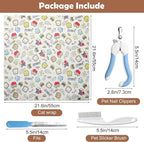 21.6 Inches Cat Wrap for Cutting Nails, Self-Adhesive Restraint Cloth for Cats Multifunctional Cat Grooming Wrap with Pet Nail Clipper, File and Pet Hairbrush