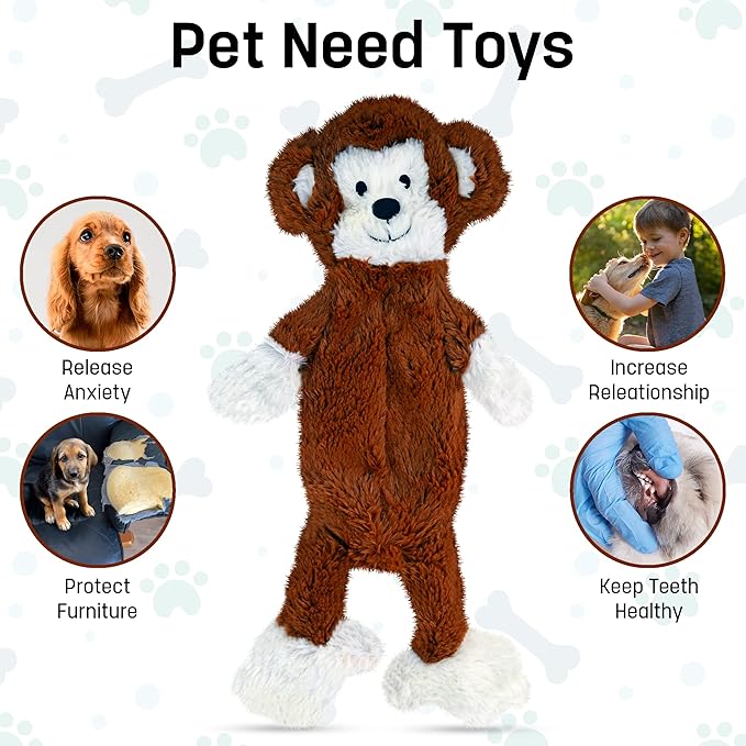 FGA MARKETPLACE Pack of 3 Flat NO Stuffing NO Squeak Plush Dog Toy, Funny Style Will Entertain Your Pet for Hours, Recommended for Small and Medium Dog 21 INCH Long