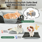 Miguel Washable Dog Bed with Removable Cushion for Medium Small Dogs, Easy to Wash Pet Sofa Bed with Side, Rectangle Bolster Cat Bed Calming Cuddle Puppy Bed with Anti-Slip Bottom, Gray 30 Inch