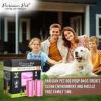 Parisian Pet Ecofriendly Dog Poop Bags Rolls - 320 Count Unscented Poop Bags For Dogs - Leakproof, Extra Thick, 16 Dog Waste Bags Refill Rolls - Striped Pink Doggie Poop Bags - Fits All Dispenser