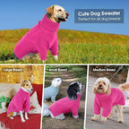 Queenmore Large Dog Sweater, Dog Sweaters for Large Dogs Girl or Boy, Large Dog Christmas Sweater, Winter Puppy Doggie Sweatshirt Knitwear, Pet Chunky Warm Coat for Small Medium Size Dogs, Fuchsia L