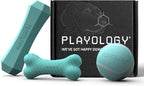 Playology Dog Toys | Variety Gift Box Set of Toys for Large Dogs | Jumbo Peanut Butter Scented Dual Layer Bone, Squeaky Chew Ball, and Chew Stick - Easy to Clean and Made from Non Toxic Material