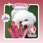 Choolip Squeeze Vita Stick Lickable Cat and Dog Treats – 7-Count Heart Support Sticks with Multivitamins, Soft Squeezable Paste for All Life Stages, Supporting Heart Health