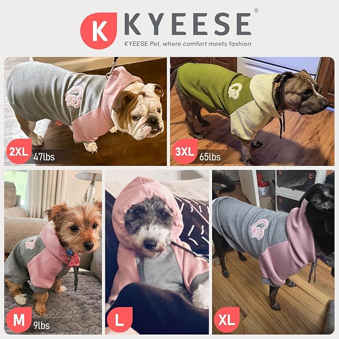 KYEESE Dog Hoodie Stretchy Cat Coat with Leash Hole Dogs Winter Coat for Cold Weather Pet Sweatshirt with Drawstring Soft Dog Clothes for Small Dogs Comfort Cat Sweater Warm Pet Clothes