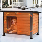 GUTINNEEN Large Outdoor Insulated Dog House Weatherproof Dog Kennel Indestructible Dog Shelter with Chew-Proof Full Metal Frame, Openable Roof for Small to Large Dog Breeds (33.5"L x 22"W x 25.2"H)