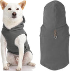 Gooby Fleece Vest Hoodie Dog Sweater - Gray, X-Small - Warm Pullover Dog Hoodie with O-Ring Leash for Small to Medium Dogs