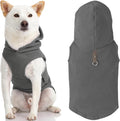 Gooby Fleece Vest Hoodie Dog Sweater - Gray, Large - Warm Pullover Dog Hoodie with O-Ring Leash for Small to Medium Dogs