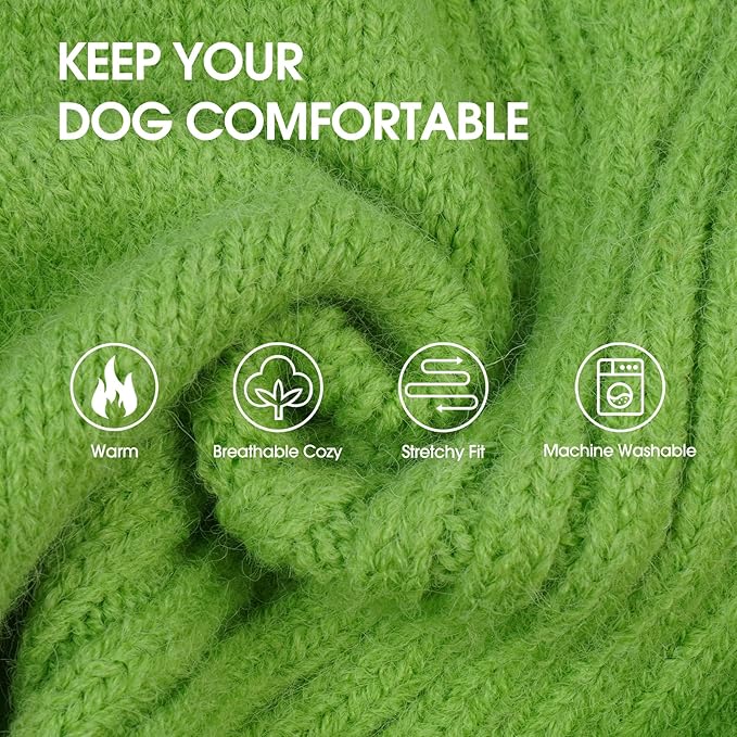 IECOii XXXL Dog Sweater,Warm Dog Sweaters for Extra Large Dogs Girl Boy,Stretchy & Cozy,Turtleneck Knitted Pullover for Pet Wear On Christmas,Easy On Doggy Sweatshirt for Labrador (Grass Green,XXXL)