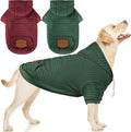 2 Pack Dog Hoodie Sweaters for Small Medium Dogs Warm Dog Clothes for Large Dogs Soft Waffle-Like Laminated Sweatshirt Bulldog (Dark Green+Wine Red, 3XL (Back: 29.5",Chest: 36.5", Neck: 27"))