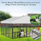 ROOMTEC Large Dog Kennel Outdoor Pet Pens Dogs Run with 4 Bowls (10' L x 10' W x 6.5'H)