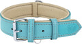 Riparo Adjustable Leather Dog Collar - Heavy Duty Wide Dog Collar for Small, Medium, Large and Extra Large Dogs with Dog Tag Holder, Blue Dog Collars (XL: 1.75" Wide for 21”-25” Neck, Aqua)