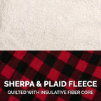 Furhaven Reversible Medium Dog Coat, Washable & Insulating w/ Leash Access - Sherpa & Plaid Fleece Flex-Fit Jacket - Cream/Red, Medium