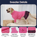 IECOii Big Girl Dog Sweater Dress, Cable Knit Sweater for Extra Large Dogs Girl, Pink, 4XL, Cute Dog Warm Dress for Fall Winter, Good Stretcy Fit Knitwear for Giant Breed Dogs Female Indoor & Outdoor