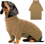 AOFITEE Small Dog Sweater, Dog Sweaters for Small Dogs Male, Thick Dogs Winter Sweatshirt Girl Boy, Pet Halloween Sweater, Classic Cable Turtleneck Holiday Knitwear for Pug Dachshund (Brown, S)