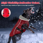 EMUST Dog Cold Weather Coats, Fleece Lining Small/Medium/Large Dog Jacket for Winter, Warm Waterproof Pet Winter Clothes for Large Dogs, Red, XL