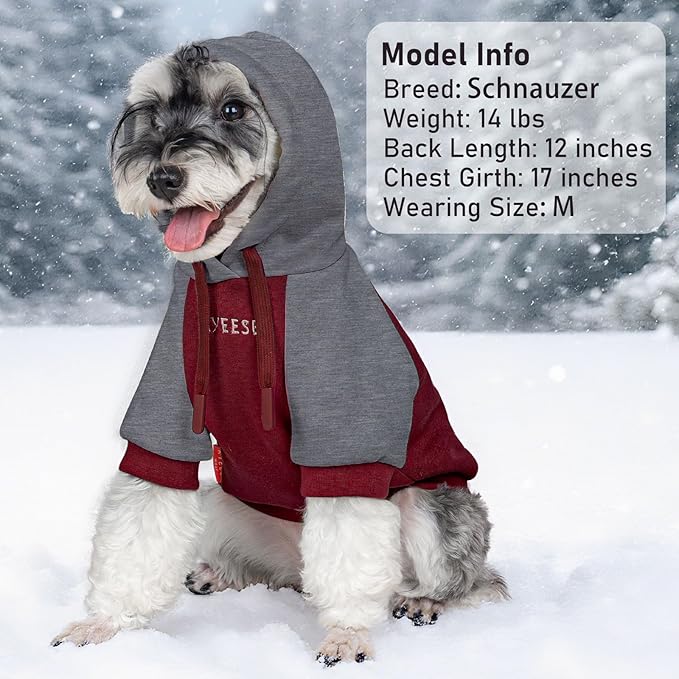 KYEESE Dog Hoodie Stretchy Dog Clothes for Small Dogs Soft Pet Sweatshirt with Drawstring Dogs Winter Coat for Cold Weather Cat Coat with Leash Hole Comfort Cat Sweater Warm Pet Clothes