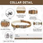 GAMUDA Small Pet Harness Collar and Leash Set, Step in No Chock No Pull Linen Fabric Soft Mesh Dog Vest Harnesses Reflective for Dogs Puppy Cats Kitten Rabbit (Brown, L)