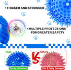6 Pack 3.5" Light Up Squeaky Dog Toy Balls, Spiky Dog Balls for Small,Medium Large Dogs