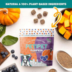 PETIPET Plant-Based Pumpkin Dog Treats - Pumpkin, Carrot, Apple, and Blueberry Soft & Chewy - Vegetarian, Vegan Dog Treats with Organic Ingredients - Low-Protein, Hypoallergenic, Gluten-Free